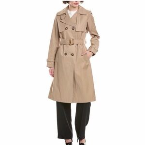 Sam Edelman Classic Double-Breasted Trench Coat in Khaki